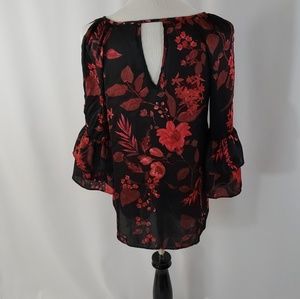 🎄by & by floral top🎄 red and black cold shoulder